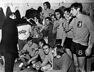 Images Dated 22nd November 1971: Champagne time at Villa Park being poured by Villa chairman Doug Ellis for amateur side