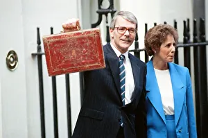 Chancellor of the Exchequer John Major at 11 Downing Street with his wife Norma as he Chancellor of the Exchequer John Major at 11 Downing Street with his wife Norma as he