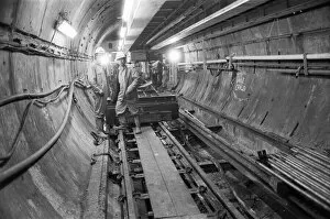 Images Dated 27th November 1987: Channel Tunnel Construction 28th November 1987. Construction workers in the service
