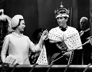 Charles Prince of Wales Investiture at Caernarfon, July 1969 Wearing ermine cloak Charles Prince of Wales Investiture at Caernarfon, July 1969 Wearing ermine cloak
