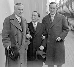 Charlie Chaplin actor 1931 with Steve Donohue and Sir Malcolm Campbell during his visit Charlie Chaplin actor 1931 with Steve Donohue and Sir Malcolm Campbell during his visit