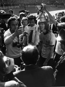 Charlie George winning goal scorer for Arsenal in 1971 FA Cup final with George Charlie George winning goal scorer for Arsenal in 1971 FA Cup final with George