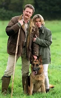 Images Dated 4th October 1999: Charlie Lawson Actor with wife Ellie Lawson September 1999 with pet dog called