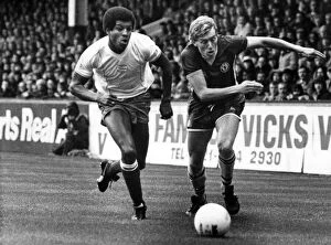 Images Dated 15th October 1983: The chase is on, Villas Tony Morley and Blues Howard Gayle give chase at Villa