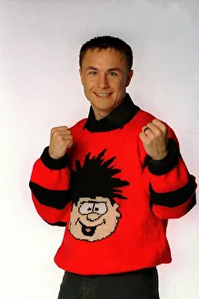 Chelsea and England footballer Dennis Wise wearing a Dennis the menace jumper Chelsea and England footballer Dennis Wise wearing a Dennis the menace jumper