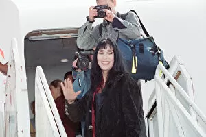 Images Dated 28th April 1993: Cher, American singer and actress at London Gatwick Airport
