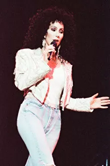 Images Dated 14th October 1990: Cher, American singer, Heart of Stone Tour, concert at the Point Theatre, Dublin, Ireland