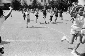 Children of Bardley School in Ladbrooke Grove, in training on the school playground for Children of Bardley School in Ladbrooke Grove, in training on the school playground for