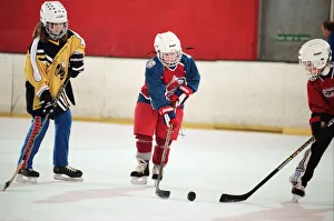 Children enjoying a game of ice hockey during half term at Billingham Forum Children enjoying a game of ice hockey during half term at Billingham Forum