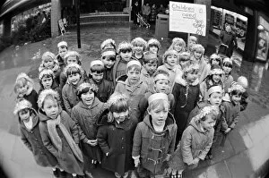 Images Dated 1st December 1985: Children from Hemlington Hall Infant school carol singing in Hemlington, Middlesbrough