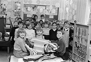 Children at Lindley CofE Infants school examine some of the handiwork of teachers Children at Lindley CofE Infants school examine some of the handiwork of teachers