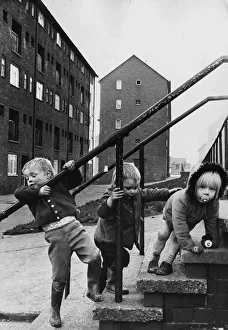 Children playing at Noble Street flats, Newcastle in 1973 Children playing at Noble Street flats, Newcastle in 1973