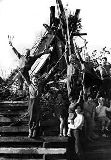 Children prepare bonfire ahead of evening celebrations, 5th November 1962 Children prepare bonfire ahead of evening celebrations, 5th November 1962