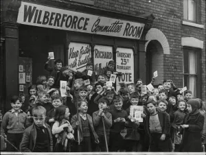 Children at R. O. Wilberforce (conservative) campaign headquarters in Hull Children at R. O. Wilberforce (conservative) campaign headquarters in Hull