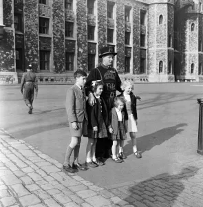 Children at the Tower of London, London. 25th April 1955 Children at the Tower of London, London. 25th April 1955