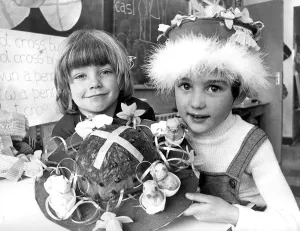 Children from Whitehouse Infant School in North Shields with their Easter bonnets in 1975 Children from Whitehouse Infant School in North Shields with their Easter bonnets in 1975