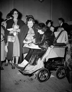 Children's Author Enid Blyton opens a Church Army Bazaar in England Children's Author Enid Blyton opens a Church Army Bazaar in England