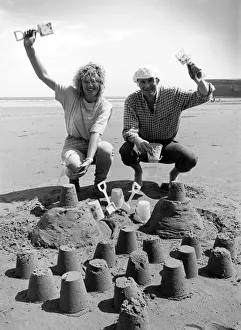 Chris Bird and Carole Smithson get in some practice at the sandpit building for Chris Bird and Carole Smithson get in some practice at the sandpit building for