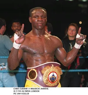 Chris Eubank after beating Mauricio Amaral wearing the WBO belt Chris Eubank after beating Mauricio Amaral wearing the WBO belt