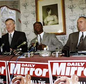 Chris Eubank Boxing with Barry Hearn at a press call arranging a fight against Dan Sherry Chris Eubank Boxing with Barry Hearn at a press call arranging a fight against Dan Sherry