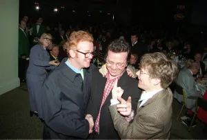 Chris Evans TV presenter with colleagues John Revell in centre and Will on right Chris Evans TV presenter with colleagues John Revell in centre and Will on right