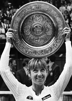 Winner Collection: Chris Evert Lloyd celebrating after winning the Wimbledons Womens Single Final in 1976