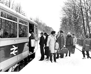 Christmas shoppers get on one of the new British Rail Pacer trains on 21st December 1985 Christmas shoppers get on one of the new British Rail Pacer trains on 21st December 1985