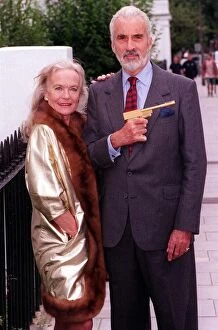 Images Dated 17th July 1998: Christopher Lee Actor with James Bond Memrobilia to be auctioned at Christies