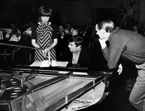 Cilla Black pop singer entertainer with Burt Bacharach and recording manager George Cilla Black pop singer entertainer with Burt Bacharach and recording manager George