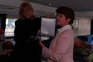 Images Dated 28th October 1997: Claire Morton Nanny Of The Year October 1997 Being presented with a silver tray by