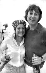 Clare Francis and husband Jacques Redon celebrate reunion after her voyage in Clare Francis and husband Jacques Redon celebrate reunion after her voyage in