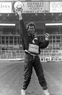 Images Dated 8th February 1989: Cliff Richard singer actor launches his Wembley Concerts at the Stadium in London