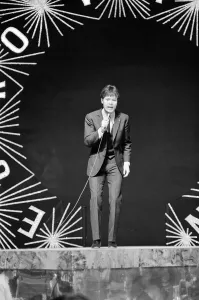 Cliff Richard singing on stage during the Eurovision Song Contest rehearsals at Albert Cliff Richard singing on stage during the Eurovision Song Contest rehearsals at Albert