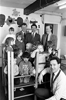 Images Dated 11th April 1989: Climbing high... youngsters at Knowl Bank Playschool, Golcar