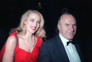 Clive James TV Presenter and Jerry Hall Actress 1990 at the BAFTA Awards Clive James TV Presenter and Jerry Hall Actress 1990 at the BAFTA Awards