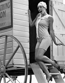 Clothing Beachwear: The 1920s were more daring,. Ladies knees received an airing Clothing Beachwear: The 1920s were more daring,. Ladies knees received an airing