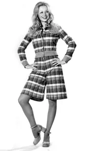 Images Dated 22nd November 1971: Clothing. Cotton madras quilting of yellow and red on white makes short-cut gauchos