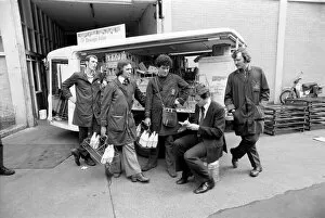 Images Dated 18th April 1975: Colin Wills with milkmen from Clifton Street depot of Express Dairy. April 1975