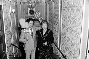 Images Dated 23rd October 1980: Comedian Ken Dodd clowning with a surprise member of the audience, Margaret Thatcher