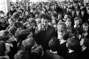 Comedian Ken Dodd lecturing students in Birmingham. 23rd March 1962 Comedian Ken Dodd lecturing students in Birmingham. 23rd March 1962