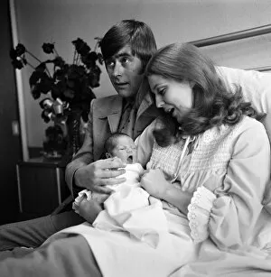 Images Dated 19th September 1970: Comedian Mike Yarwood visits his wife Sandra and their new baby daughter Charlotte in