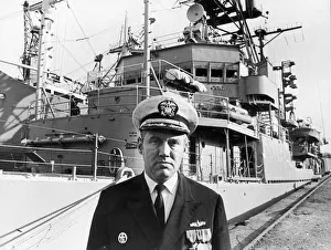 Images Dated 23rd October 1978: Commander Lloyd H Adams captain of the USS Barry a Sherman Class Destroyer which is