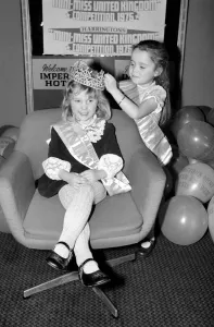 Competitors in the Mini Miss UK beauty competition. January 1975 75-00024-006 Competitors in the Mini Miss UK beauty competition. January 1975 75-00024-006