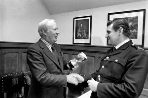 Former Conservative Leader Edward Heath seen here during a presentation to John Cawood
