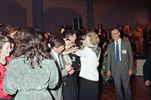 Images Dated 13th October 1989: The Conservative Party Conference, Blackpool. Prime Minister Margaret Thatcher shaking