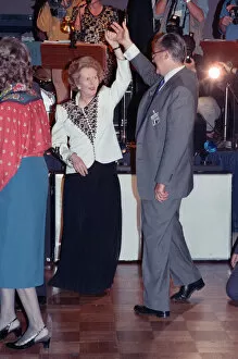 Images Dated 13th October 1989: The Conservative Party Conference, Blackpool. Prime Minister Margaret Thatcher dancing