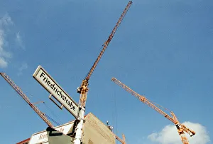 Images Dated 7th April 1995: Construction Cranes over skyline, central Berlin, Germany, 7th April 1995