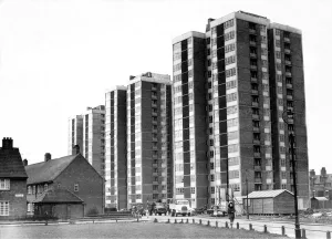 The construction of the new high rise flats at Shieldfield in Newcastle 17 April 1961 The construction of the new high rise flats at Shieldfield in Newcastle 17 April 1961