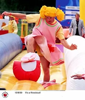 Images Dated 15th August 1999: Contestants in the TV Programme Its A Knockout Aug 1999 wearing funny costumes playing