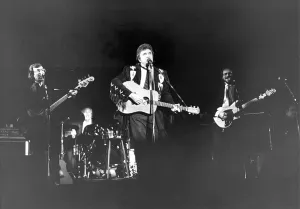 Country and Western singer Johnny Cash performing at Bents Park, South Shields in 1987 Country and Western singer Johnny Cash performing at Bents Park, South Shields in 1987